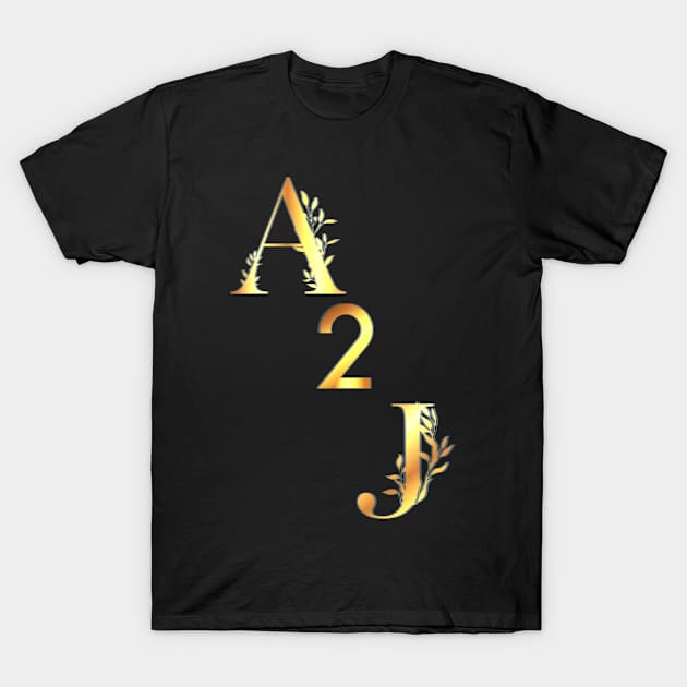 Golden A 2 J T-Shirt by Blue Butterfly Designs 